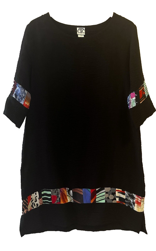 Carol Turner Collection Mixed Materials Black Artsy Tunic Dress Size Medium