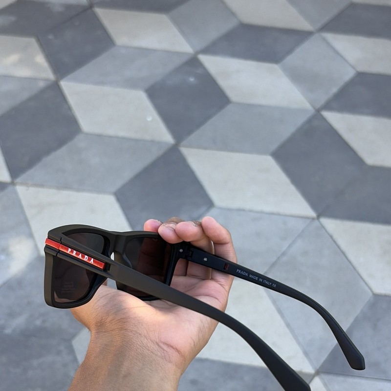 PRADA Polarized Rectangle Sunglasses, Black Frame, tinted Lens Full Set W box gallery