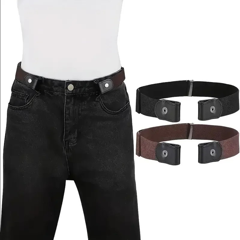 1pc Buckle Free Elastic Waist Belt Stretch Adjustable Jeans Belt Men Women gallery