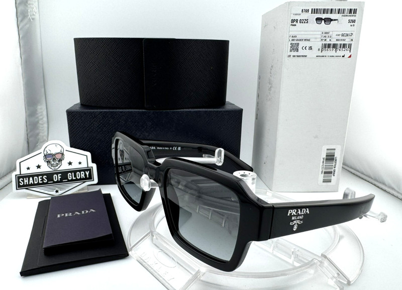 PRADA PR 02ZS 1AB06T BLACK GREY GRADIENT MEN'S SUNGLASSES 52MM AUTHENTIC $459 gallery