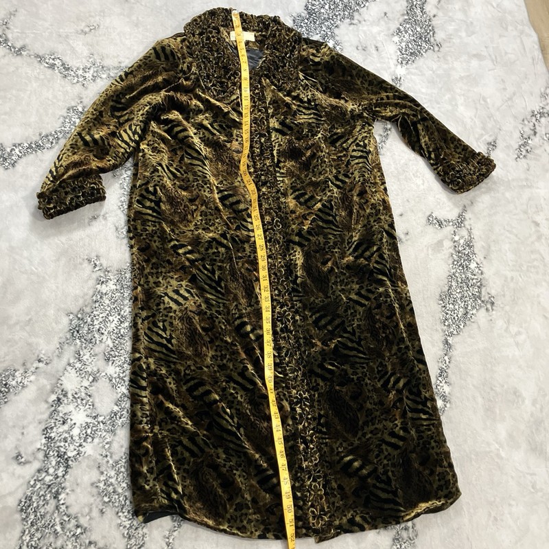 Vintage Rose Animal Print Velvet Burnout Duster Robe Jacket Silk Blend Size M gallery