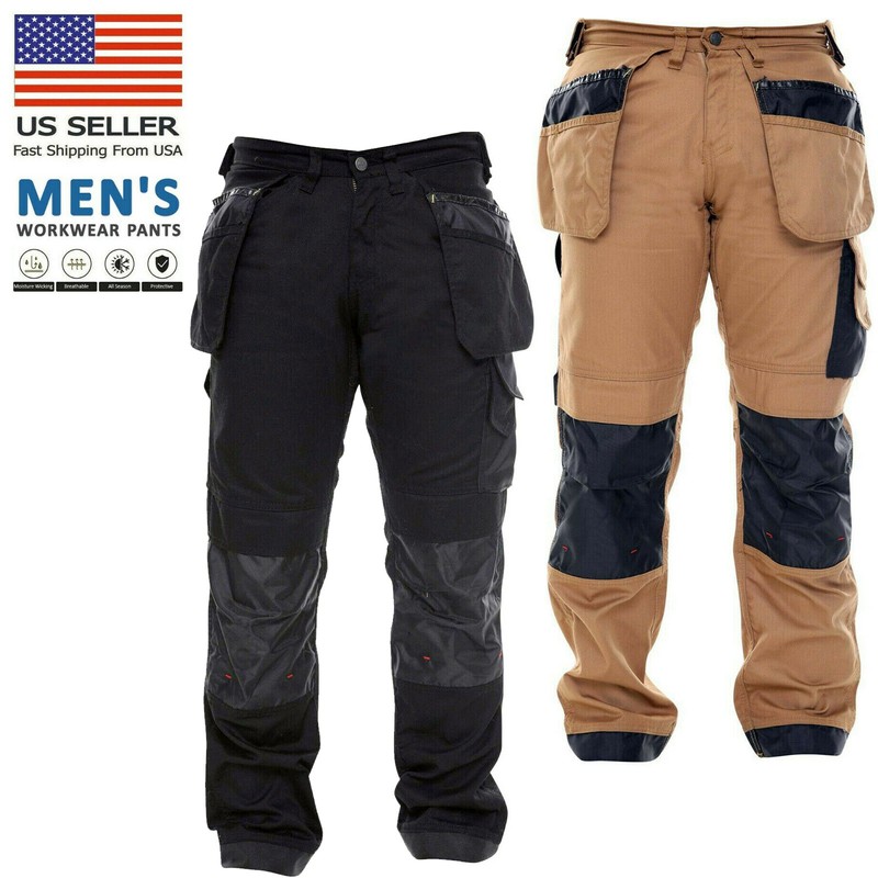 Mens Combat Cargo Work Pants Cordura Reinforced Heavy Duty Working Trousers
