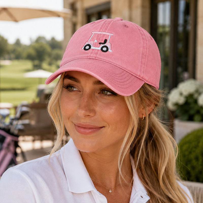 Embroidered Golf Cart Baseball Hat, Country Club Sporty Dad Cap gallery