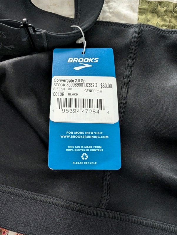 Brooks Convertible 2.0 High Support Sports Bra 38DD Black Running Stretch NWT gallery