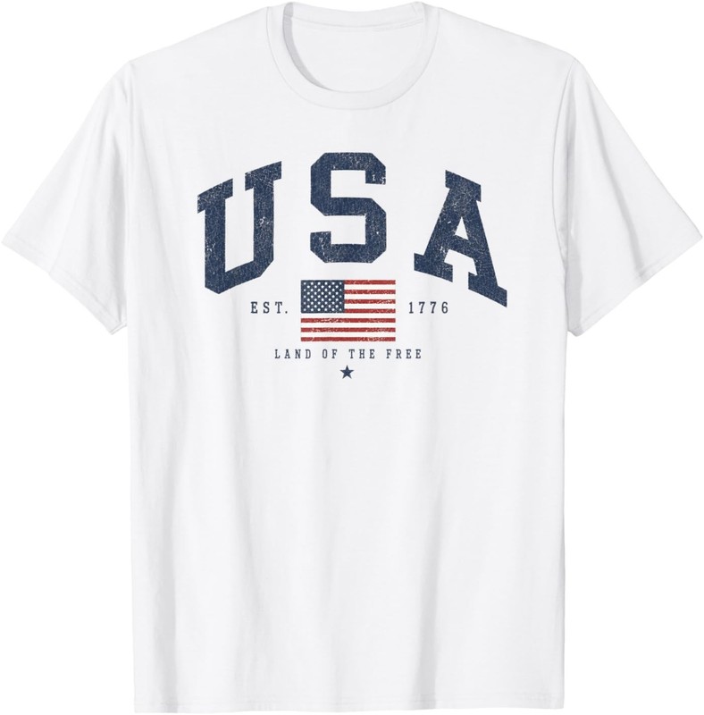 Vintage USA Flag Design for Fourth of July, Patriotic T-Shirt