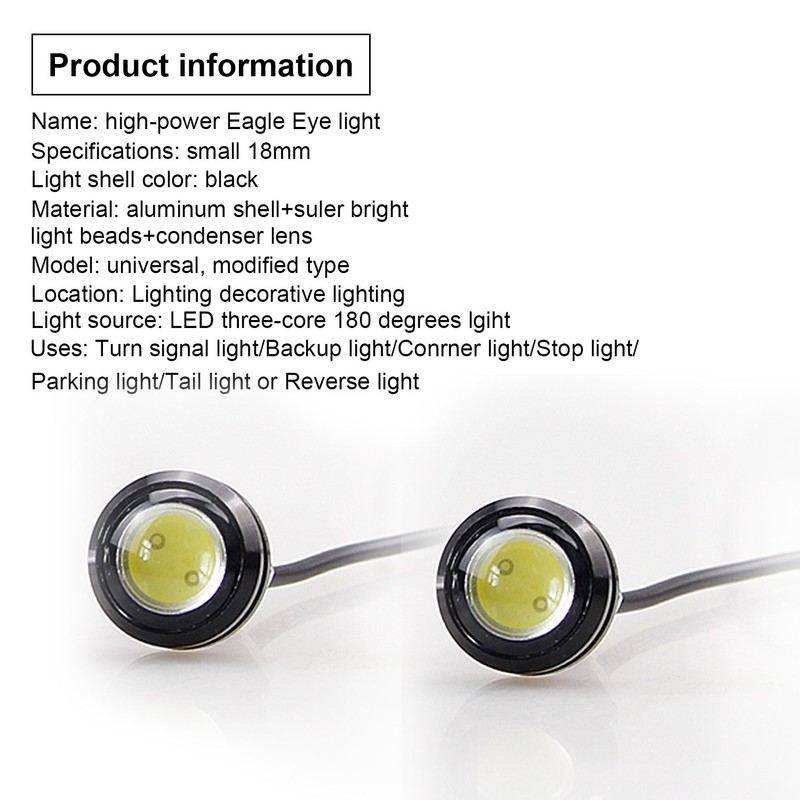 10Pcs 18mm 12V Red Eagle Eye LED Car Fog DRL Daytime Running Light Backup Revers gallery