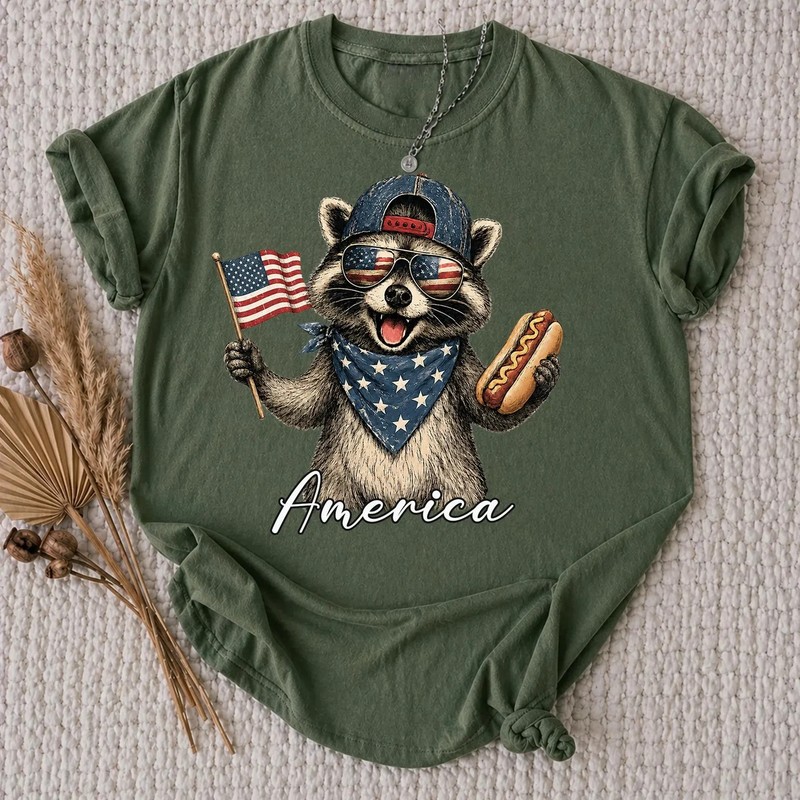 Funny Patriotic Raccoon World Cup 2026 T-Shirt