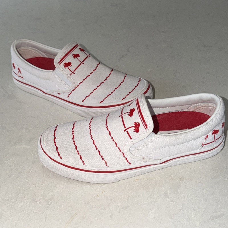 NWOB In-N-Out Burger Drink Cup Shoe Slip On Sneakers White Red Unisex Sz W8.5 M7