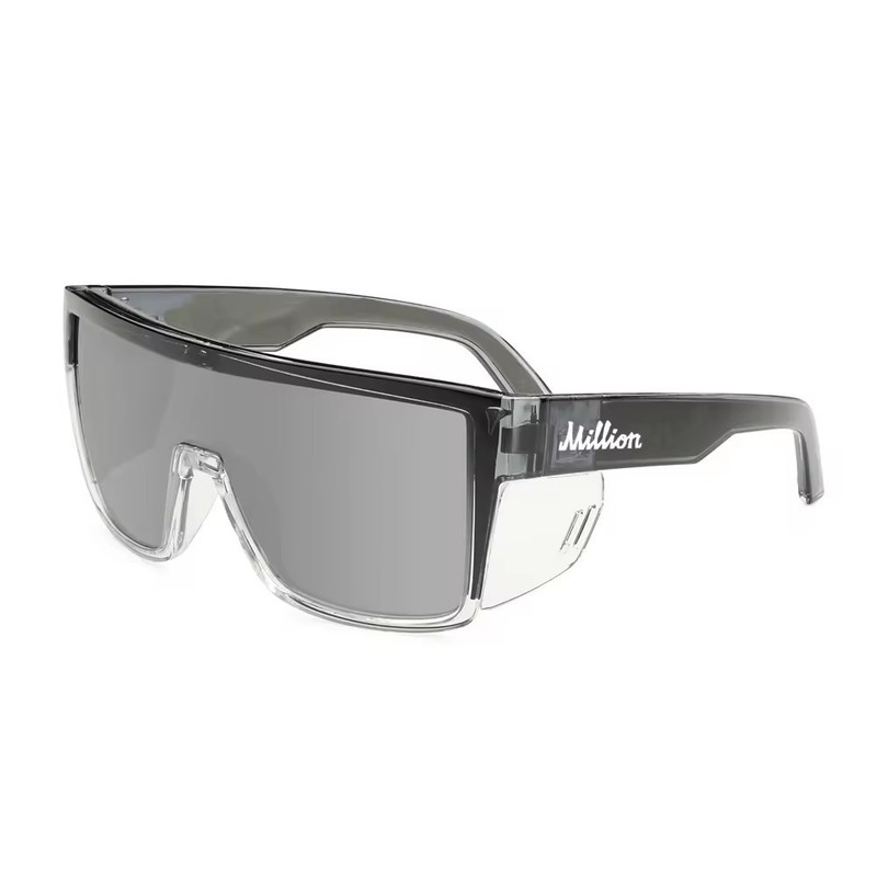 Million Vision Z87 Safety Sunglasses Black Plastic Frame Silver Lens Designer