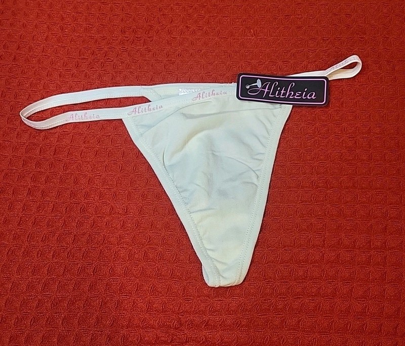 Womens Sexy Thong Panties White 90% Cotton 10% Spandex Underwear, Sz: Medium