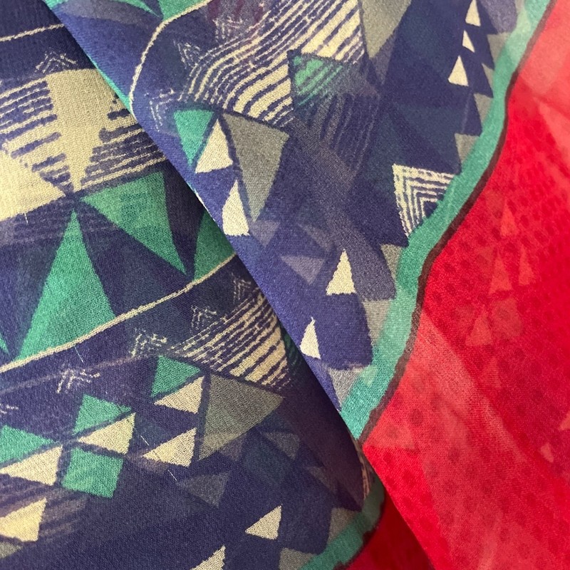 Womens Oversized Geometric Print Multicolor Sheer Lightweight Wrap Scarf Shawl gallery