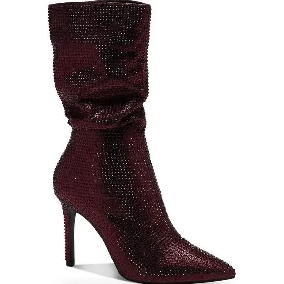 Thalia Sodi Womens Raquell Pointed Toe Rhinestones Mid-Calf Boots
