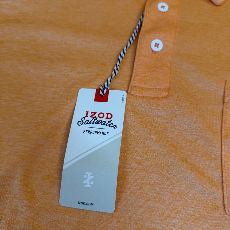 IZOD Saltwater Performance Polo Shirt Orange UPF 15+ Wicking Men Extra Large NWT gallery