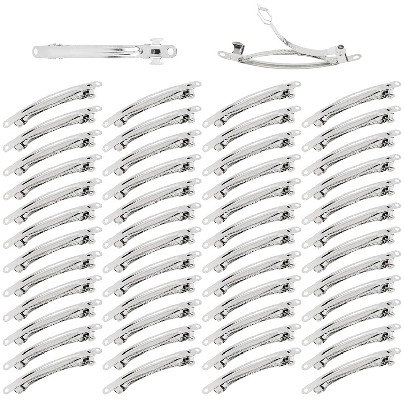 50 Pack 8Cm/3 Inch Plain Blank Silver Metal DIY Craft French Barrettes Automatic gallery