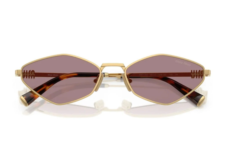 Miu Miu MU 56ZS 5AK20I Women's Sunglasses Gold Frame Light Purple Brown Lenses gallery