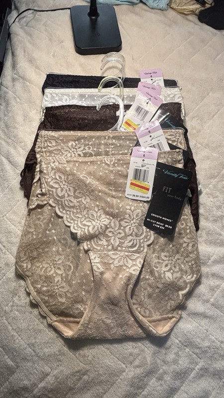 NOS 10pack Vanity Fair Perfectly Yours Briefs/Smooth Moves Hi Cut Briefs Size 6 gallery