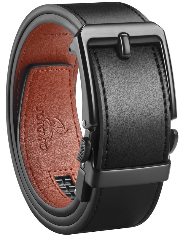 1.5” 38mm Leather Ratchet Belt for Men in Gift Box Black, XXX Large