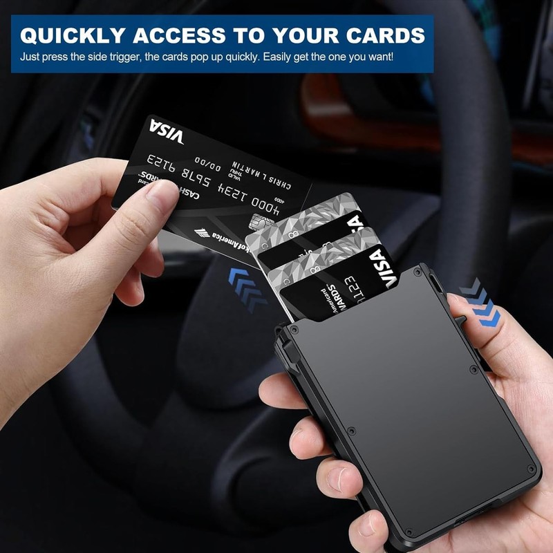 Men's Slim PopUp Bifold Carbon Fiber Wallet, RFID Blocking, Money Clip, Men Gift gallery