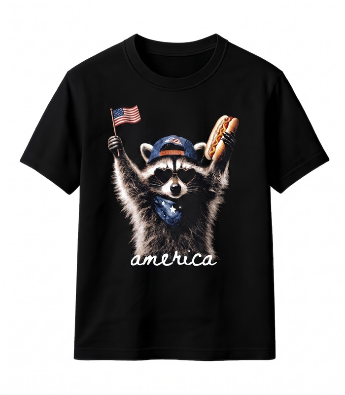Feral Raccoon Patriotic USA Tee Funny Independence Day Apparel Unisex T-Shirt