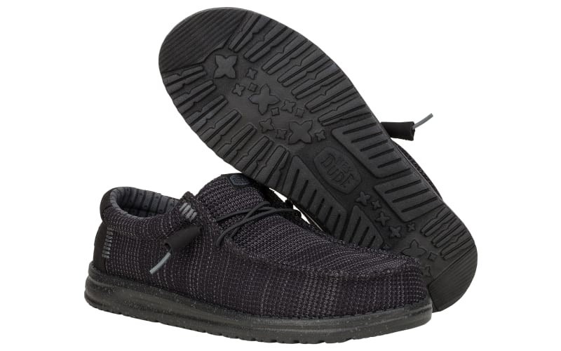 Hey Dude Wally Stretch Sox Men Casual Shoes Slip On Loafer Lightweight Black New