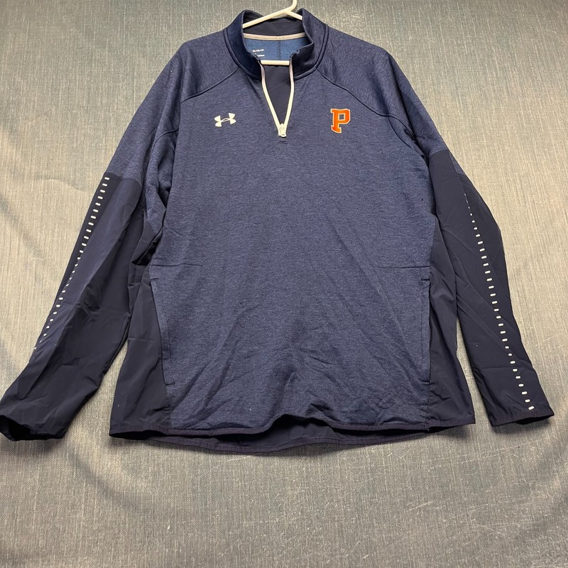 Under Armour Men’s Pullover Size XL Blue P Patch Logo ColdGear 1/4 Zip Princeton