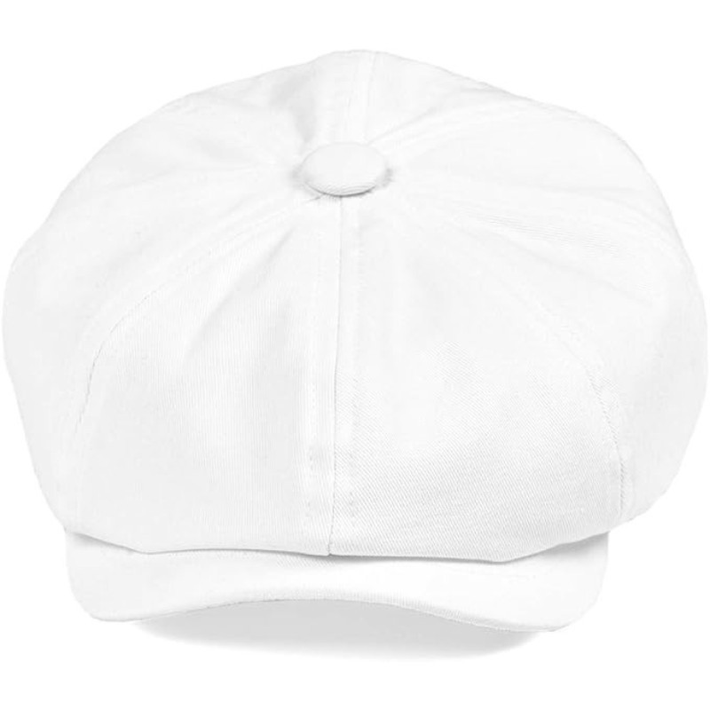 White Vintage Retro Newsboy Baker Boy Flat Ivy Gatsby Cabbie Driving Golf Hat gallery