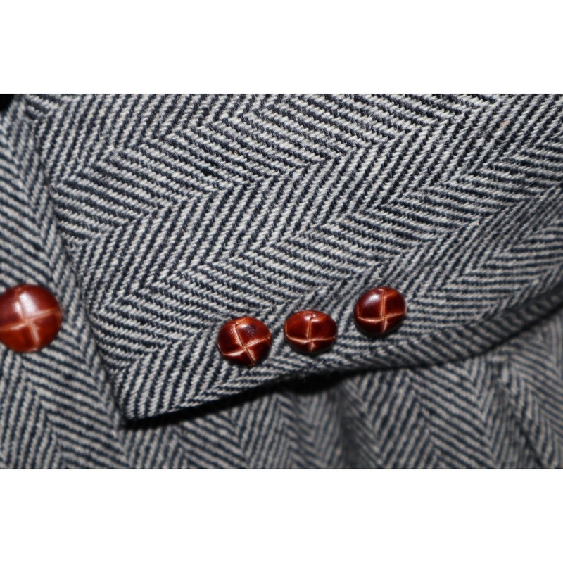 Vintage English Manor Sport Coat Men 50 Reg Gray Herringbone Tweed Wool Blazer gallery