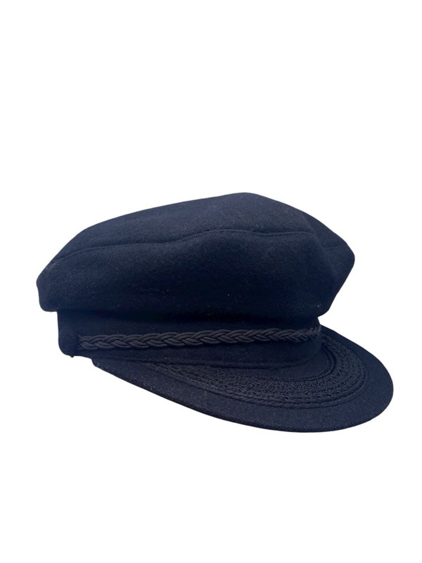 Aegean Greek Fisherman Hat Cap Black Wool Blend Size Medium Mens Vintage