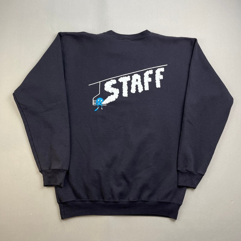 Vintage Ski Snowboard Sweatshirt Adult Large Black Cartoon Nature Staff Club 90s gallery