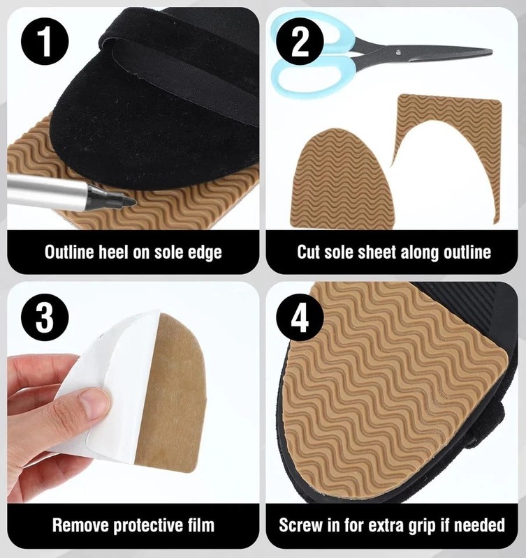 Boot Heel Replacement - Shoe Heel Pads 4 Pack, anti Slip Shoe Heels Repair Kit w gallery