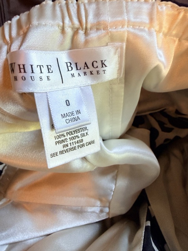 White House Black Market Black/White Floral Halter Satin Fit & Flare Dress 0 gallery