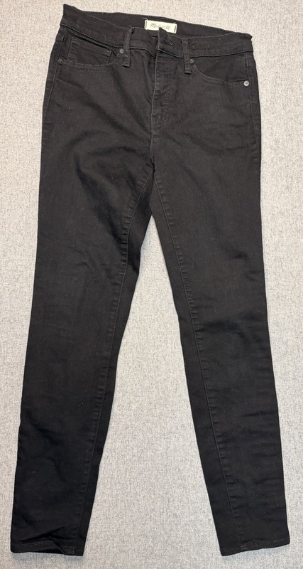Madewell Womens Size 26 Roadtripper Jeans Black Five Pocket Mid Rise Skinny Leg