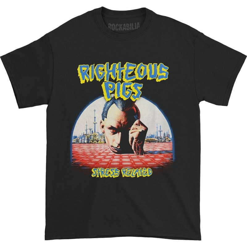 Men’s Righteous Pigs Stress Related T-shirt Small Black