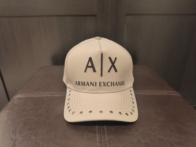 Armani Exchange AX Baseball Cap Classic Logo Men’s Light Gray Adjustable Hat New