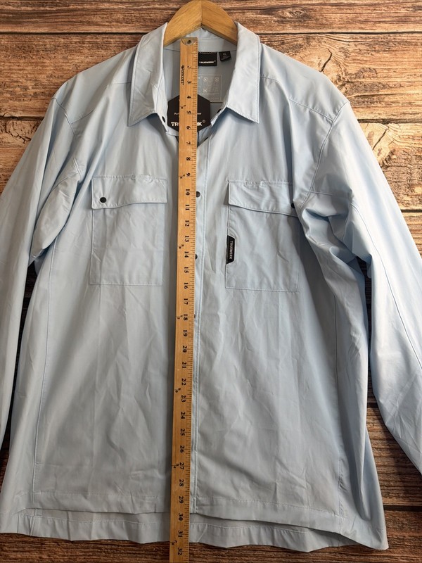 TRUEWERK CLOUD Mens XL Snap Front L/S Workwear Chest Pockets LIGHT BLUE Shirt gallery
