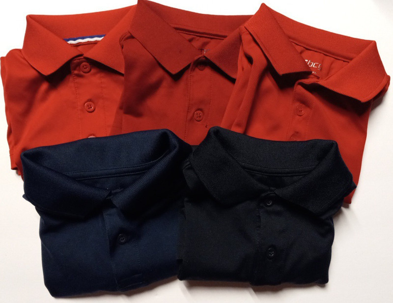 School Uniform Polo Shirts Red Navy Blue Lot of 5 Small Size 7-8 Boy/Girl