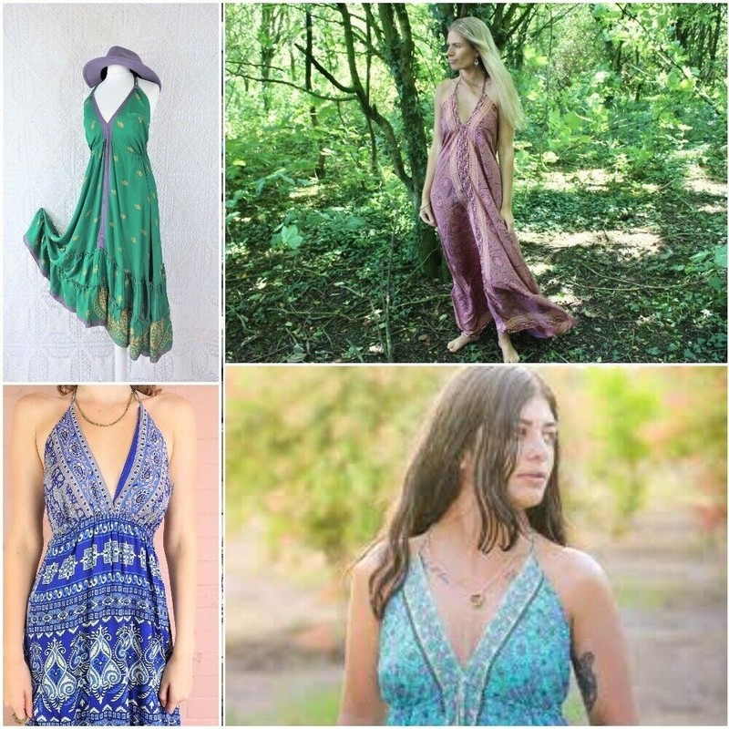 wholesale 20 PC Indian Vintage Recycle Sari Silk Maxi Beach Boho Gypsy Sundress gallery