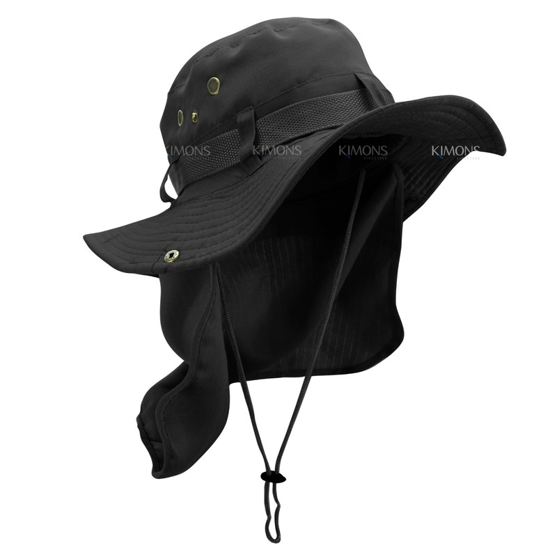 Men Women Summer Bucket Boonie Hat Neck Cover Flap Sun Wide Brim Outdoor Cap BH