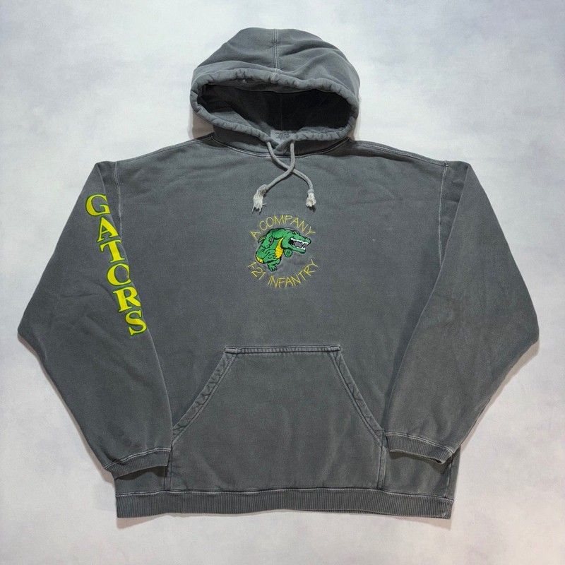 Vintage 21st Infantry Military Hoodie Men’s Medium Gators Faded Gray USA Army