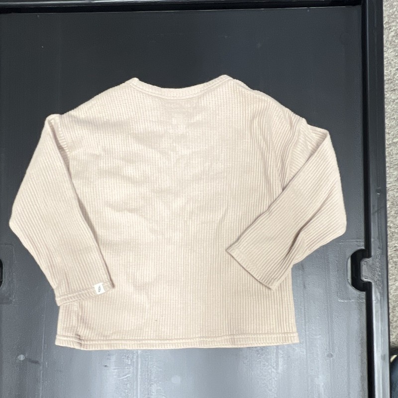 Cat & Jack Beige Waffle Knit Long Sleeve Pocket Crew Neck T-Shirt 5T gallery