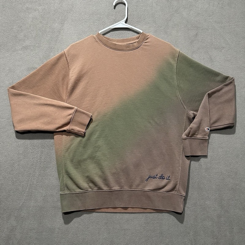 Nike Sweatshirt Medium Green Brown Game Day Club Crew Ombre French Terry EUC