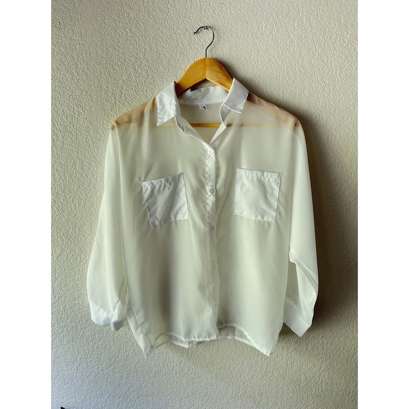 Morning Mist Sheer White Button Front Blouse | Bridal Era Resort Layer
