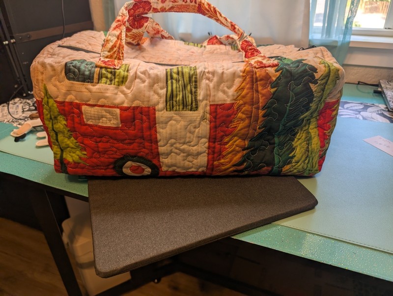 Women’s Multicolor Floral Quilted Duffle Bag, Zip, Double Handles, Pockets