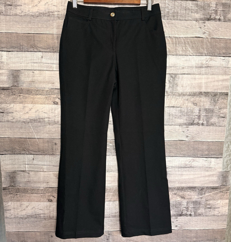 St. John Caviar Black Straight Leg Jeans Pants Sz 4 Embroidered Pocket High Rise