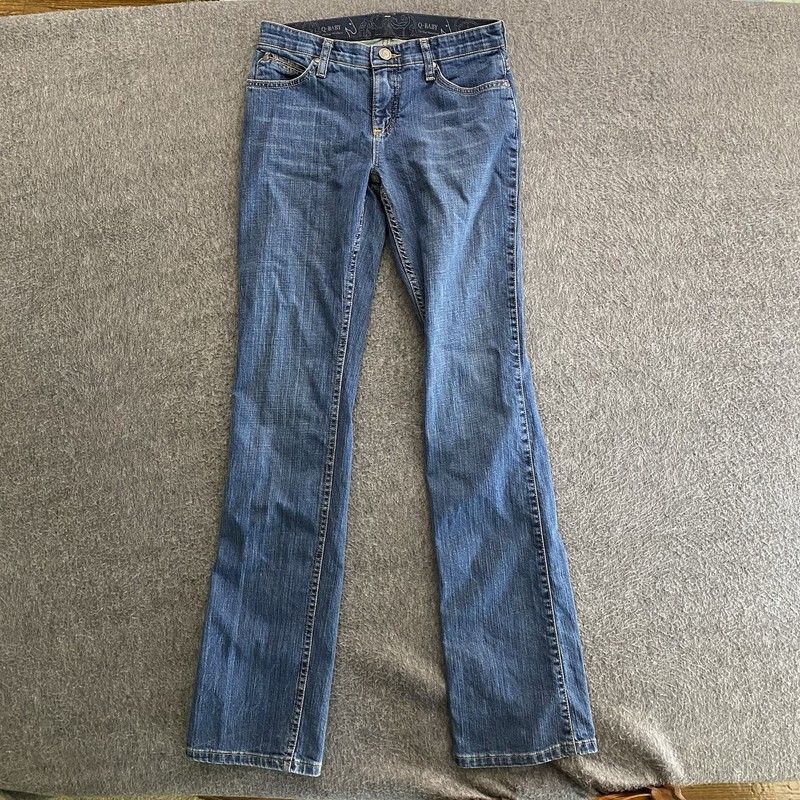 Wrangler Q Baby Jeans Women’s Size 3/4 x36 (29×36) Blue Ultimate Riding BootCut