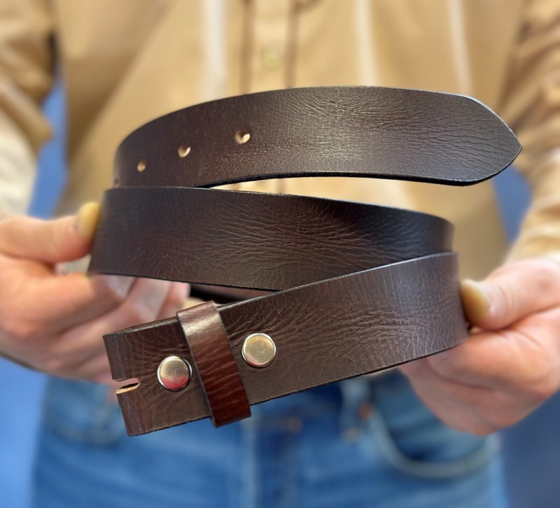Western Belt Handmade Strap Men's Full Grain Leather No Buckle Cowboy Rodeo Belt gallery
