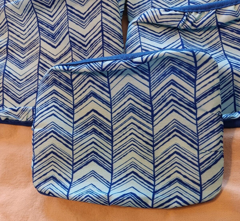 Kid Unisex Accessory Set Washable Travel Lot Sport Blue Zigzag Herringbone Print gallery