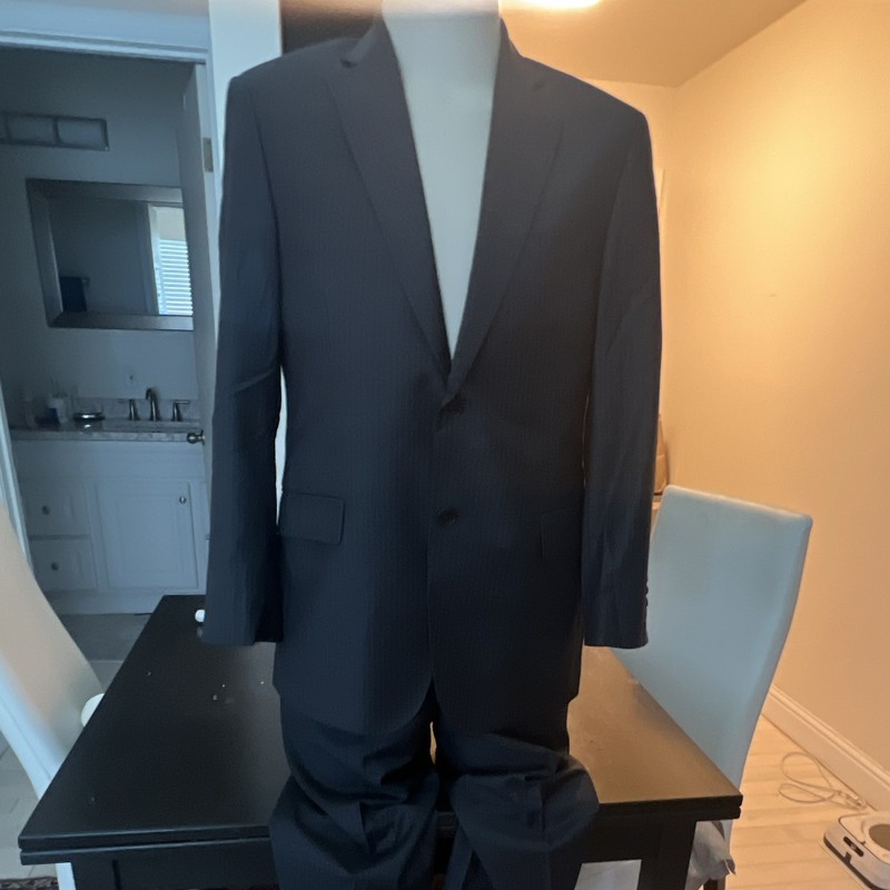 Ermenegildo Zegna Black 2-Piece Suit 40R 32W Cotton Blend Notch Lapel