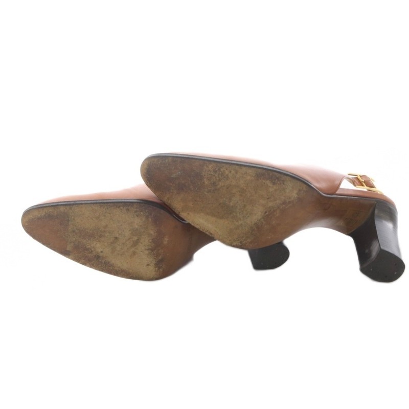 Hermes Pumps High Heel Leather Brown Women's Size EU37/US6.5 gallery