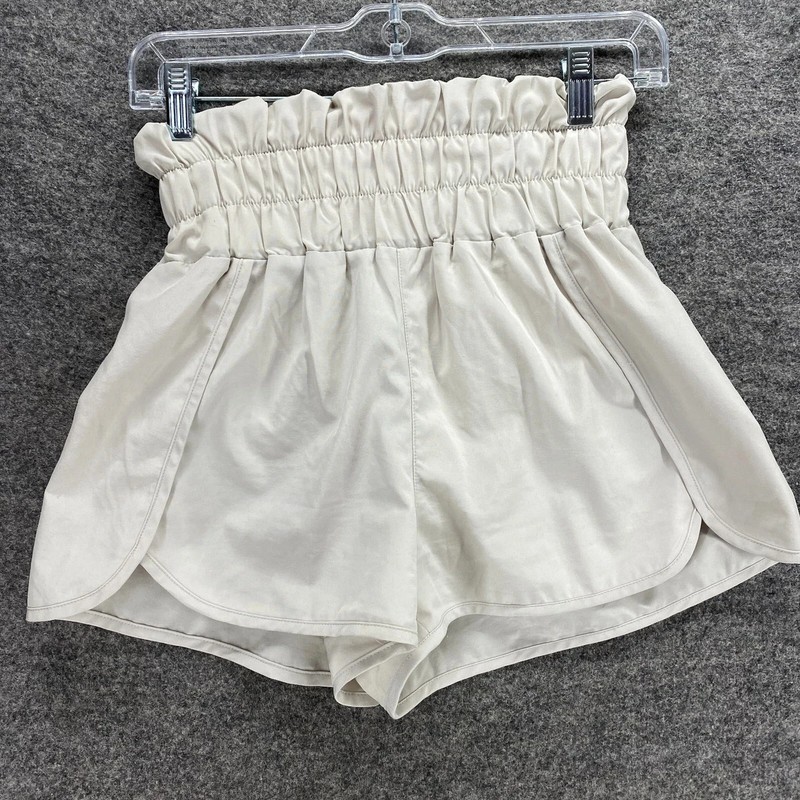 New In Shorts Women S Beige Elastic Waist Build In Shorts Activewear Pull